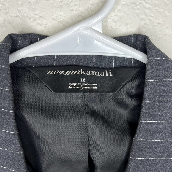 Norma Kamali Women's Gray Polyester Single Breasted Long Sleeve Blazer Size 16 - Picture 7 of 7